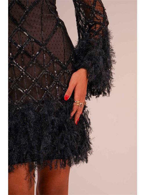 Abito corto in tulle e paillettes twins fantasy | T5007BLACK